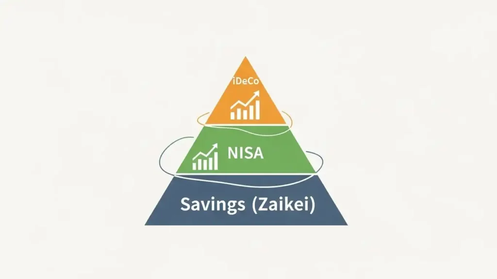 貯蓄と運用のピラミッド図解