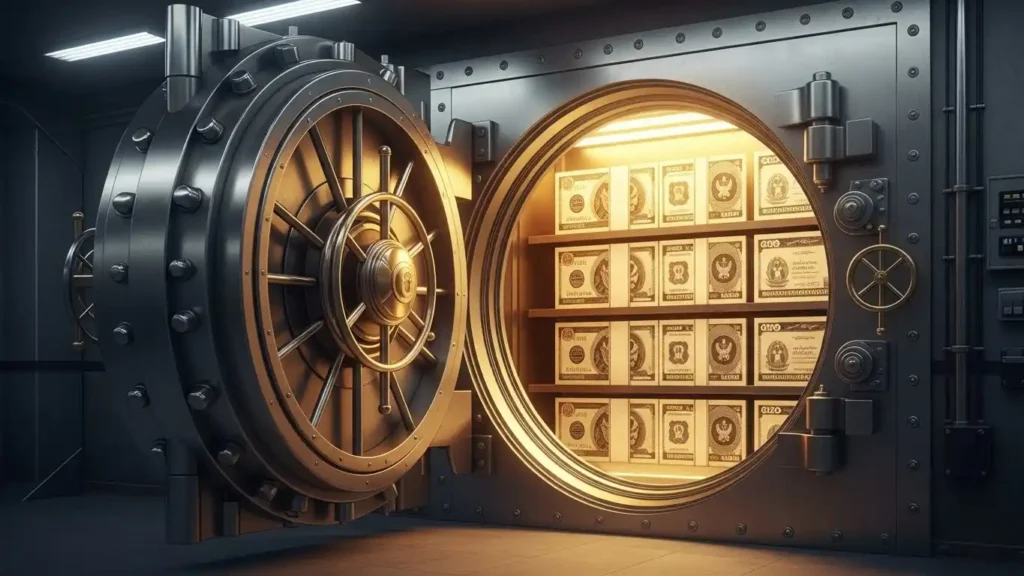 金庫と国債をモチーフにした安全性イメージイラスト