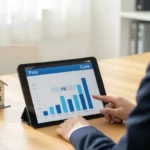 公務員が財形貯蓄のメリットとデメリットを比較検討している様子。