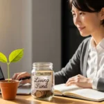 投資を始める前に生活費と生活防衛資金を確保し、安心して資産運用を検討する初心者の様子