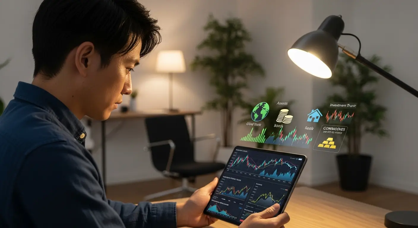 最新のタブレットアプリで投資信託の情報を分析し選び方を検討する初心者