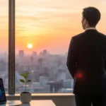 投資を始める最適な時期を検討し、未来を見据える公務員。