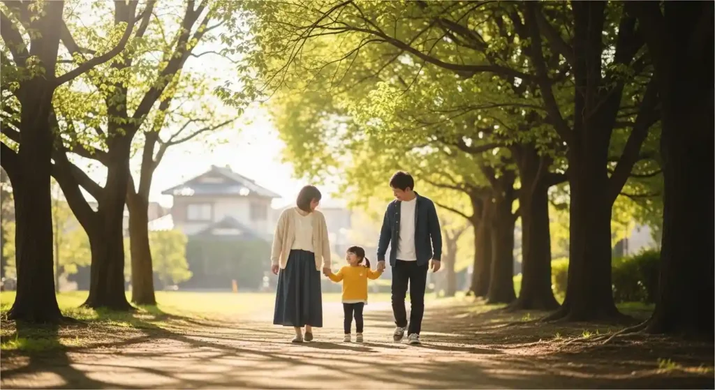 資産形成を通じて将来の安心を手に入れた幸せな家族のイメージ