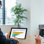iDeCoの掛金上限額をタブレットで確認している公務員の様子