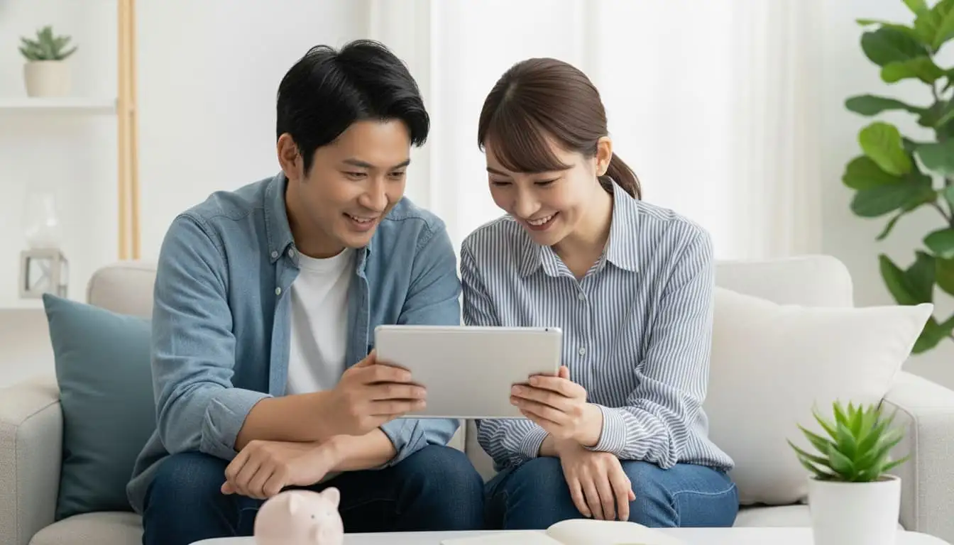 投資を始めるタイミングと金額について相談する20代のカップル